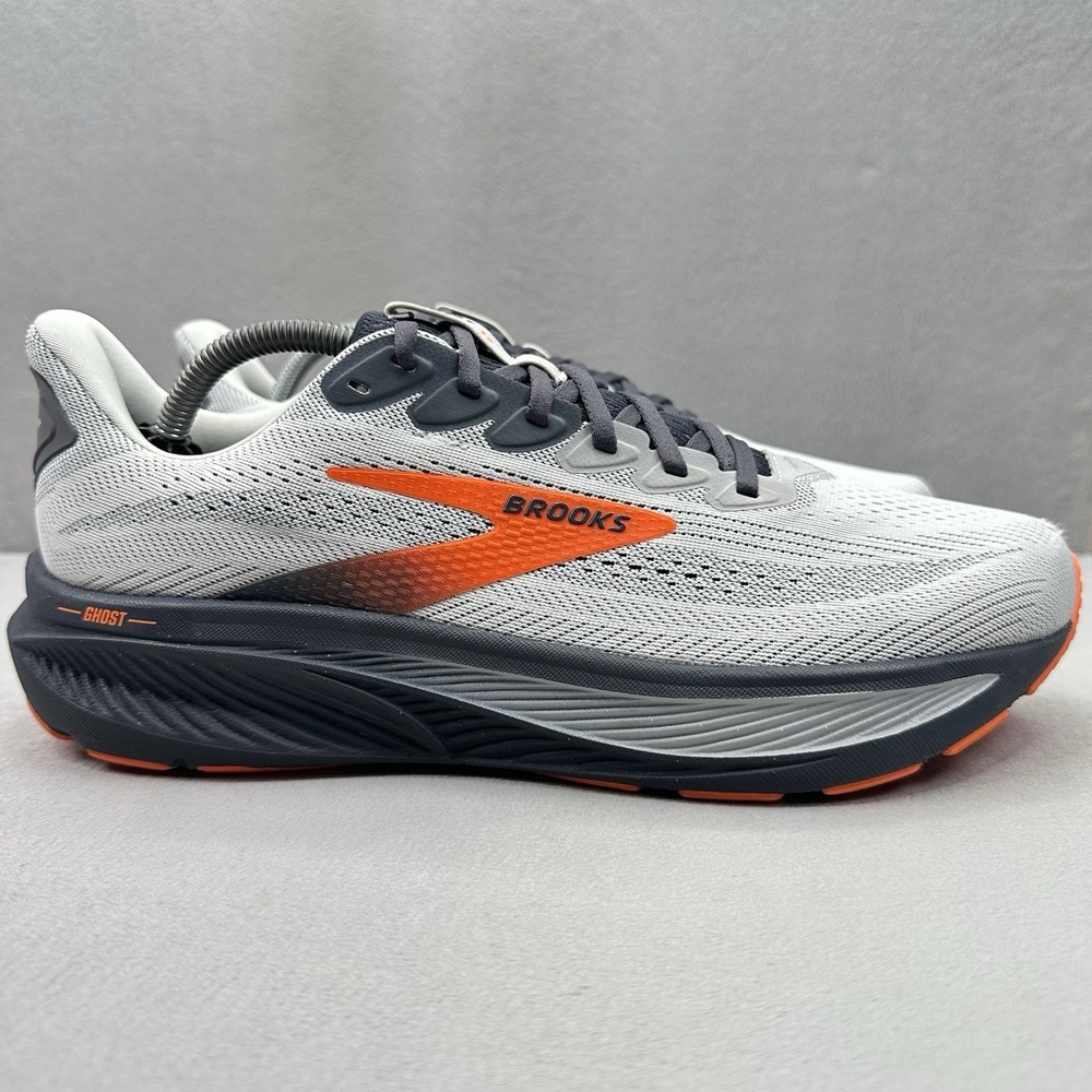 Mens Size 10.5 (2E) Brooks Ghost 17 Shoes Gray / Orange Athletic Running Sneaker